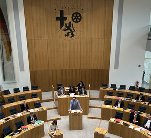 das Bild zeigt: Justizminister Philipp Fernis im Plenum