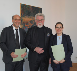 Gruppenfoto Klaus Beyerle, Herbert Mertin und Marina Maier