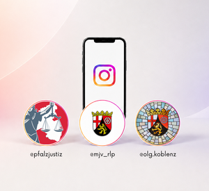 mjv_rlp - 1 Das Bild zeigt ein Handy mit dem Instagram-Logo und darunter den Profilbilder der Instagram-Accounts.
